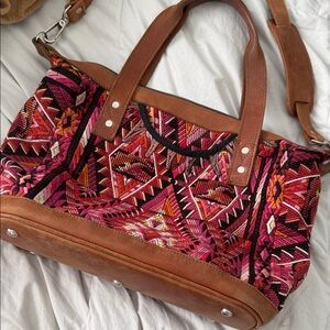 Nena & Co. Colorful Patterned Women's Bag with Leather Accents